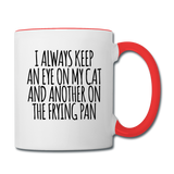 Cat And Frying Pan - Black - Contrast Coffee Mug - white/red
