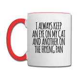 Cat And Frying Pan - Black - Contrast Coffee Mug - white/red
