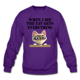 When I Die, Cat Gets Everything - Crewneck Sweatshirt - purple