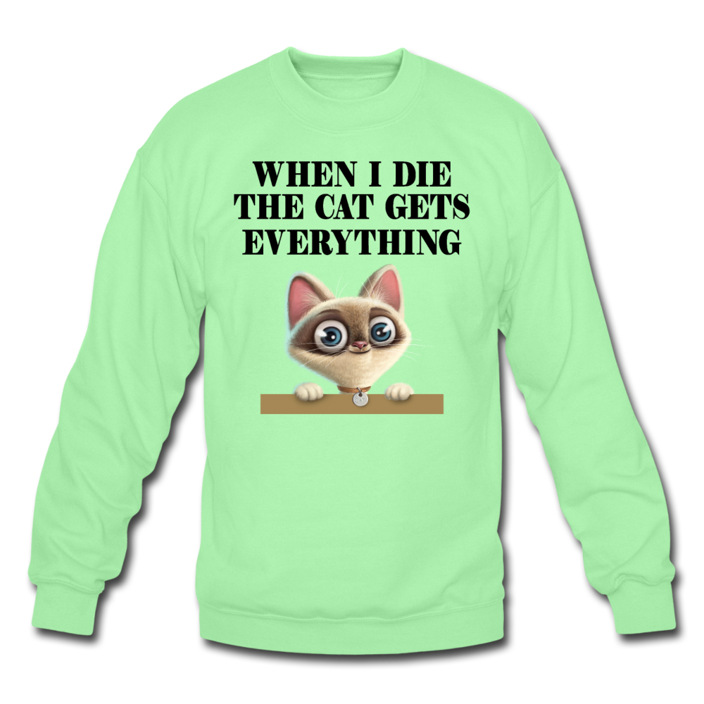 When I Die, Cat Gets Everything - Crewneck Sweatshirt - lime