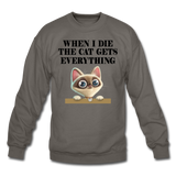 When I Die, Cat Gets Everything - Crewneck Sweatshirt - asphalt gray
