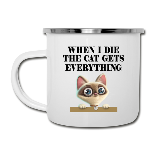 When I Die, Cat Gets Everything - Camper Mug - white