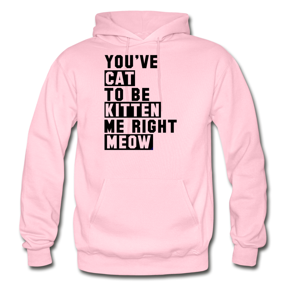 Cat, Kitten, Meow - Black - Gildan Heavy Blend Adult Hoodie - light pink