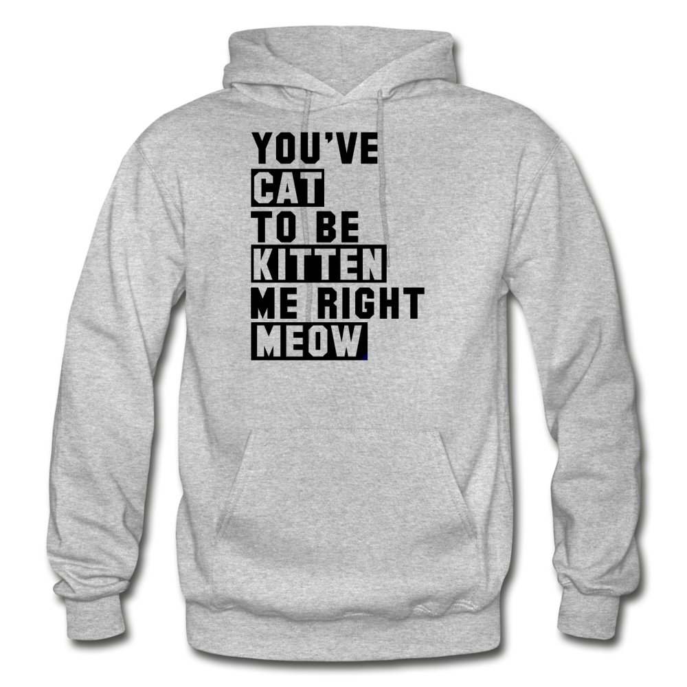 Cat, Kitten, Meow - Black - Gildan Heavy Blend Adult Hoodie - heather gray