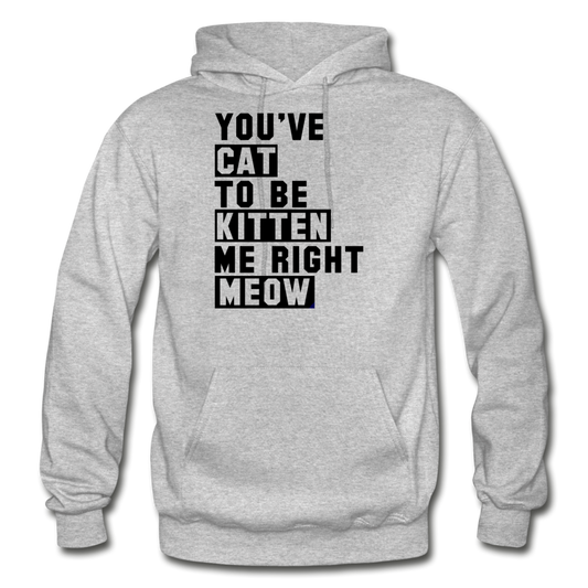 Cat, Kitten, Meow - Black - Gildan Heavy Blend Adult Hoodie - heather gray