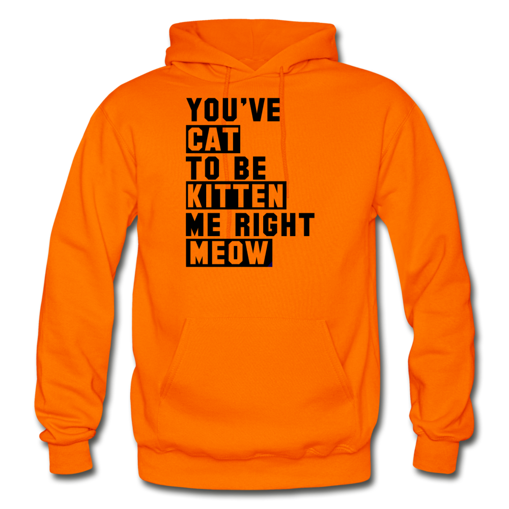 Cat, Kitten, Meow - Black - Gildan Heavy Blend Adult Hoodie - orange