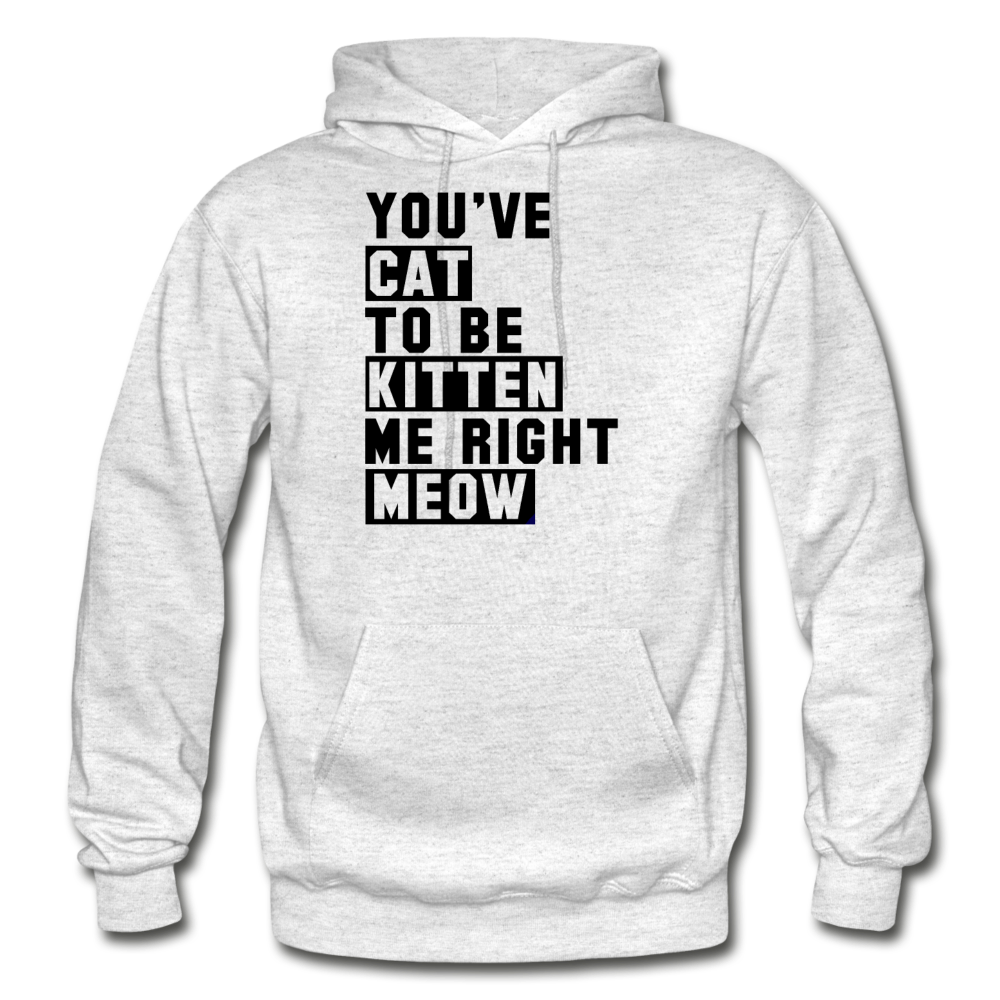 Cat, Kitten, Meow - Black - Gildan Heavy Blend Adult Hoodie - light heather gray