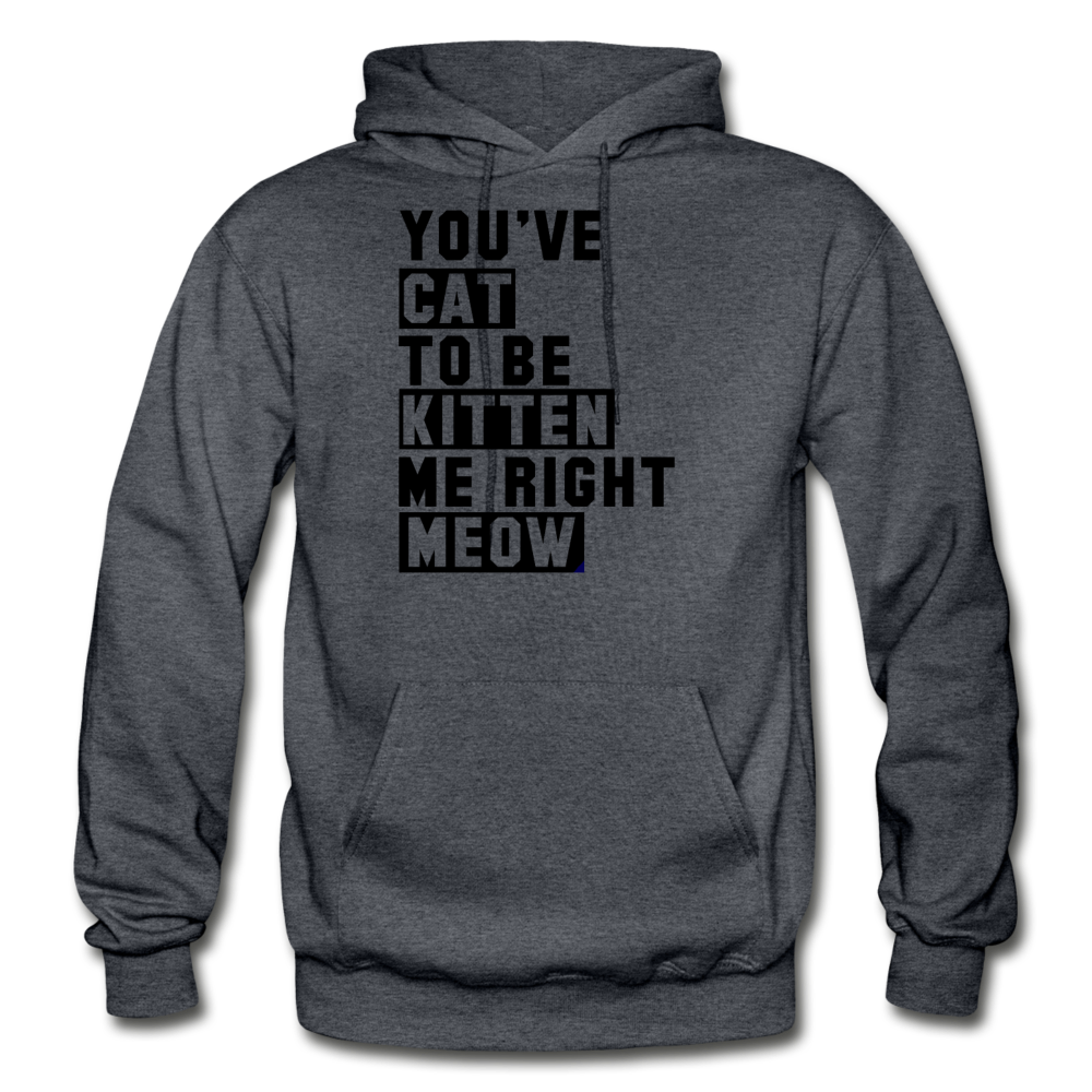 Cat, Kitten, Meow - Black - Gildan Heavy Blend Adult Hoodie - charcoal gray