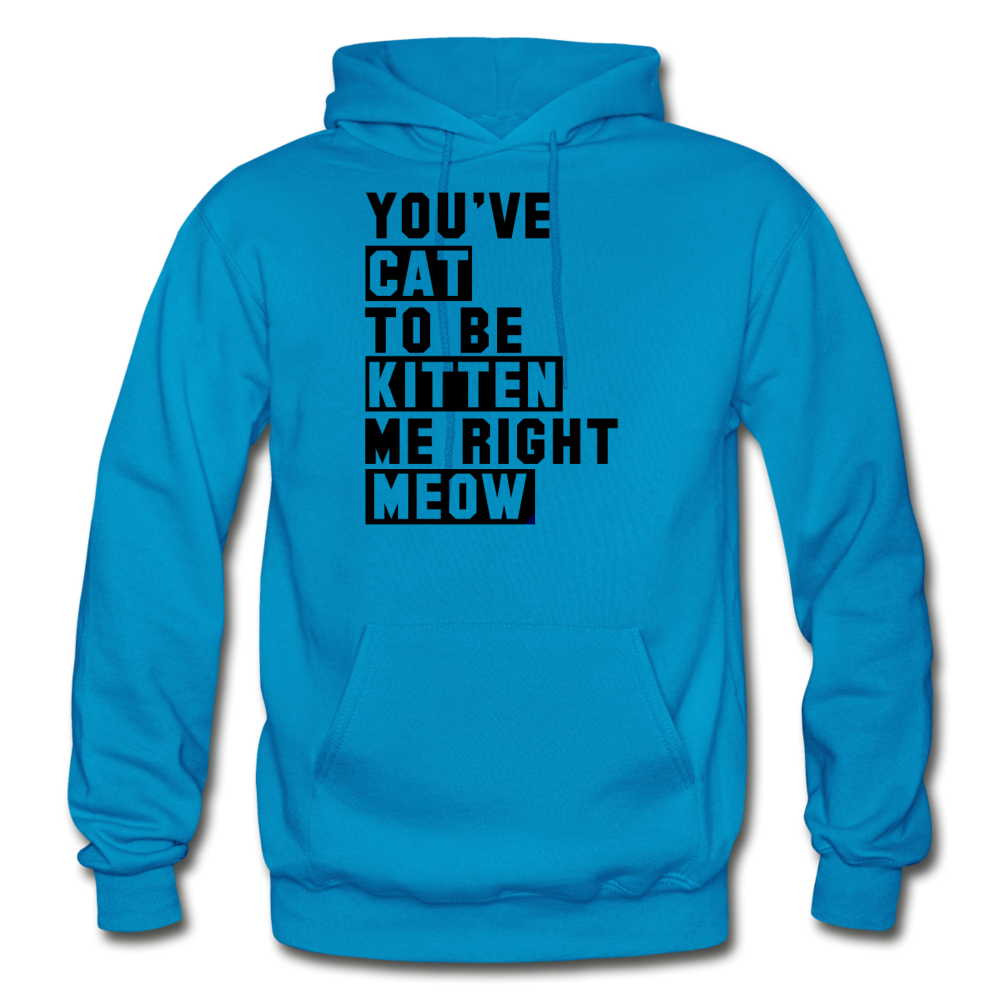 Cat, Kitten, Meow - Black - Gildan Heavy Blend Adult Hoodie - turquoise