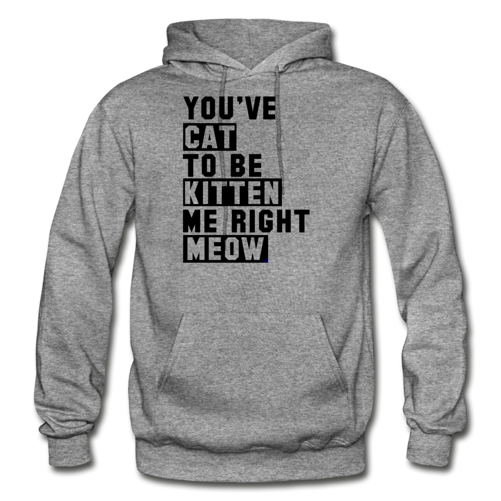 Cat, Kitten, Meow - Black - Gildan Heavy Blend Adult Hoodie - graphite heather