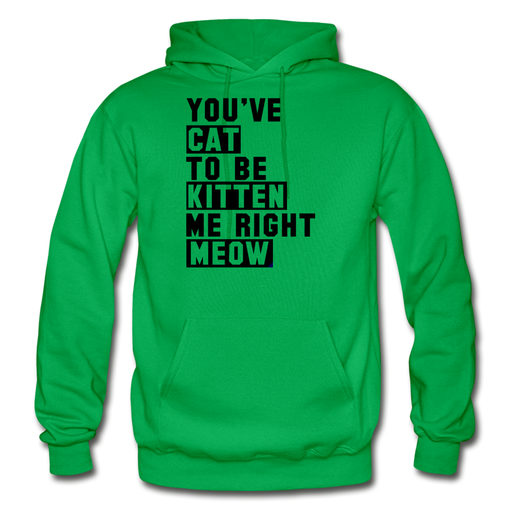 Cat, Kitten, Meow - Black - Gildan Heavy Blend Adult Hoodie - kelly green