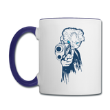 Cat With A Gun - Contrast Coffee Mug - white/cobalt blue