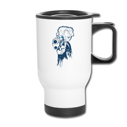 Cat With A Gun - Travel Mug - white