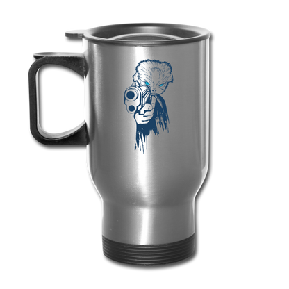 Cat With A Gun - Travel Mug - silver