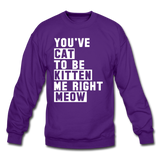 Cat, Kitten, Meow - White - Crewneck Sweatshirt - purple