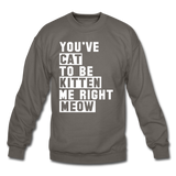 Cat, Kitten, Meow - White - Crewneck Sweatshirt - asphalt gray