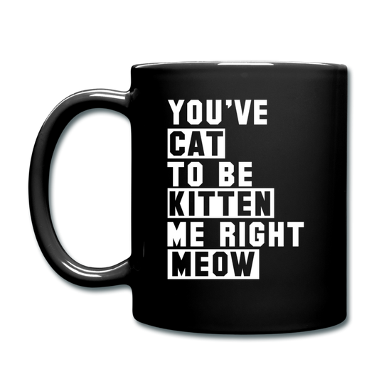 Cat, Kitten, Meow - White - Full Color Mug - black