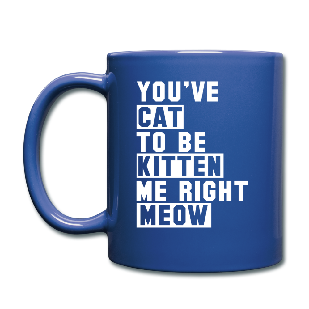 Cat, Kitten, Meow - White - Full Color Mug - royal blue