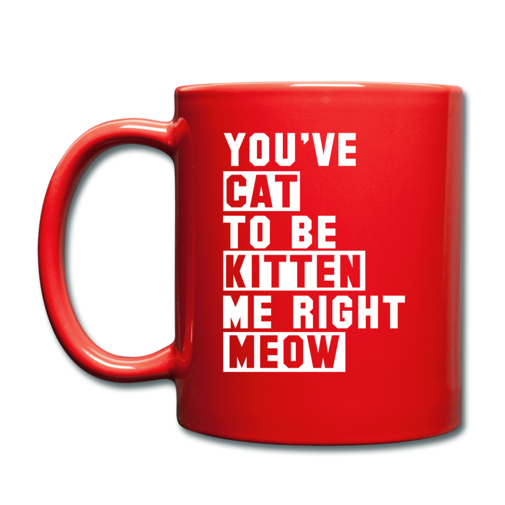 Cat, Kitten, Meow - White - Full Color Mug - red