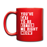 Cat, Kitten, Meow - White - Full Color Mug - red