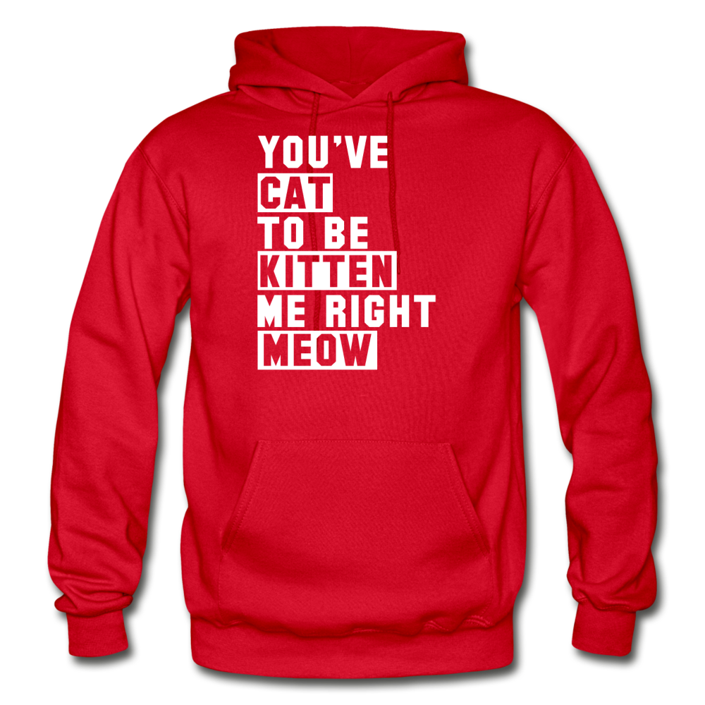 Cat, Kitten, Meow - White - Gildan Heavy Blend Adult Hoodie - red