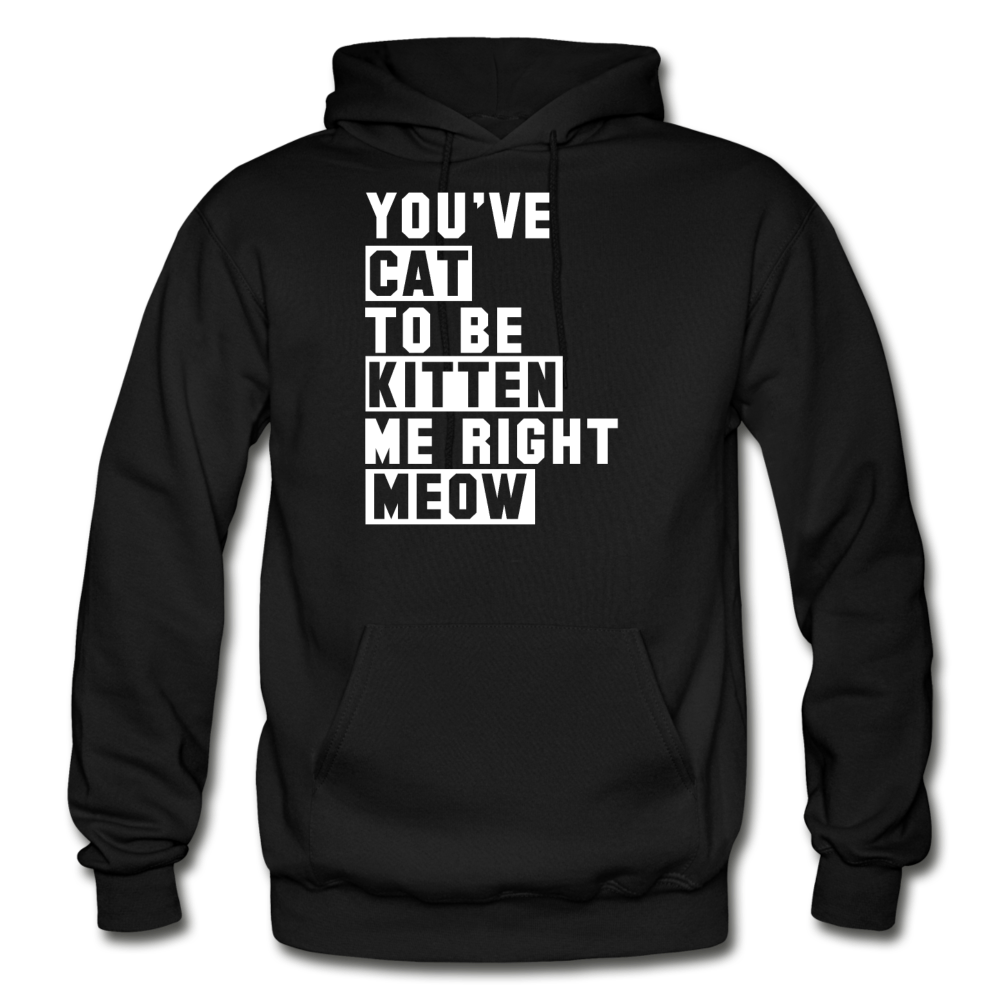 Cat, Kitten, Meow - White - Gildan Heavy Blend Adult Hoodie - black