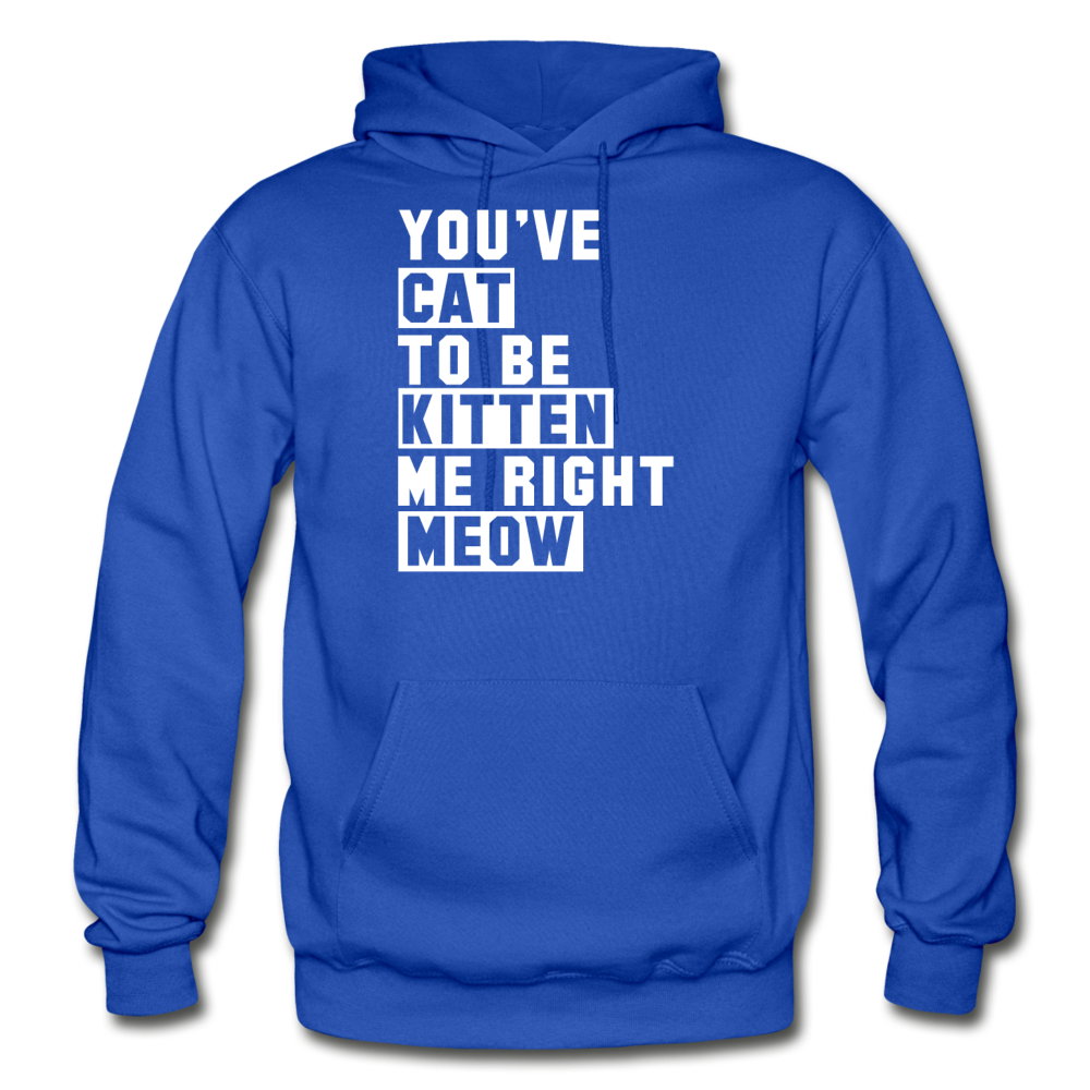 Cat, Kitten, Meow - White - Gildan Heavy Blend Adult Hoodie - royal blue