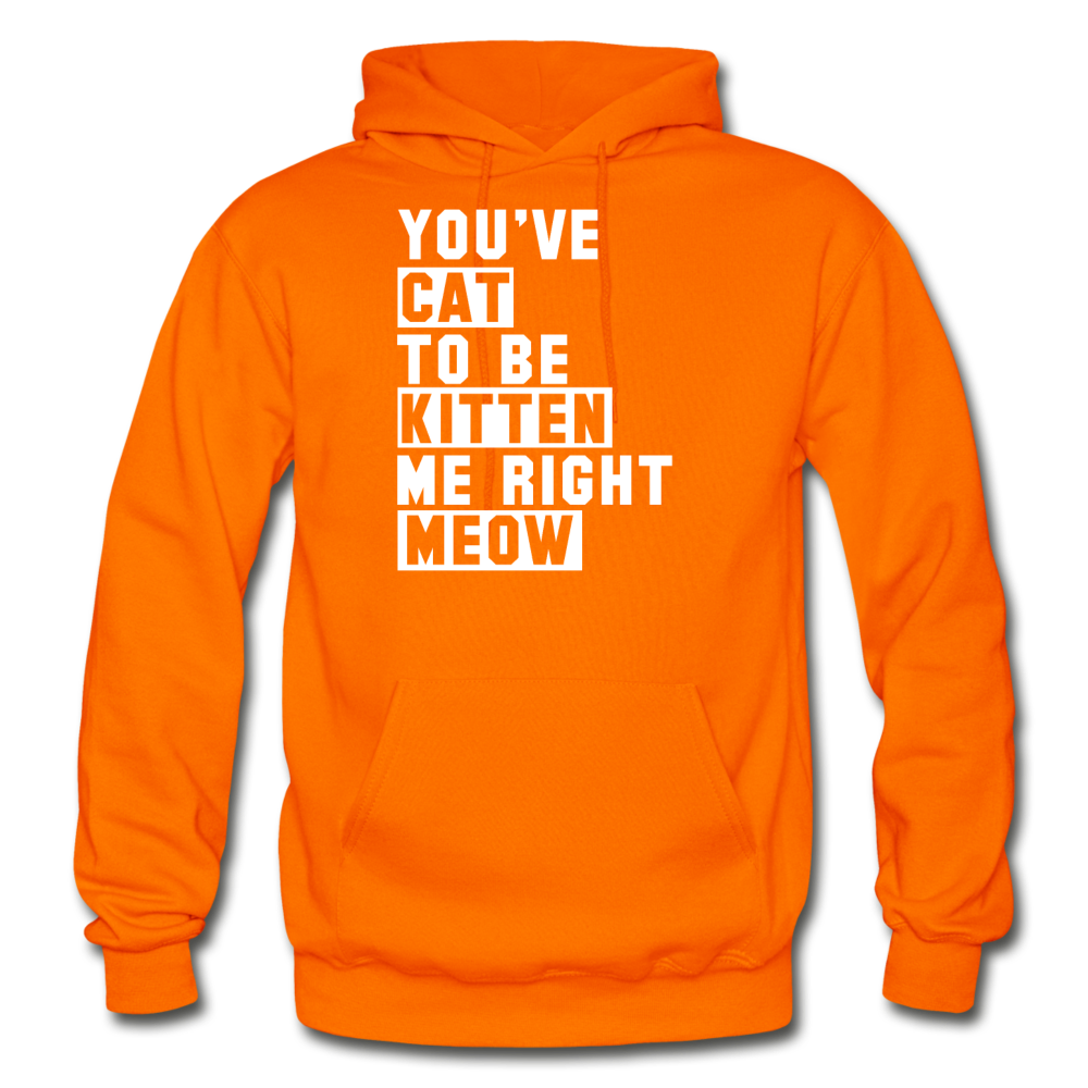 Cat, Kitten, Meow - White - Gildan Heavy Blend Adult Hoodie - orange