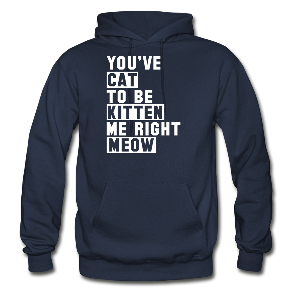 Cat, Kitten, Meow - White - Gildan Heavy Blend Adult Hoodie - navy