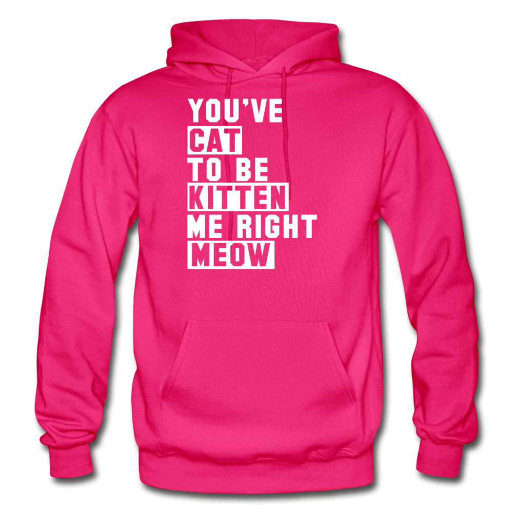 Cat, Kitten, Meow - White - Gildan Heavy Blend Adult Hoodie - fuchsia