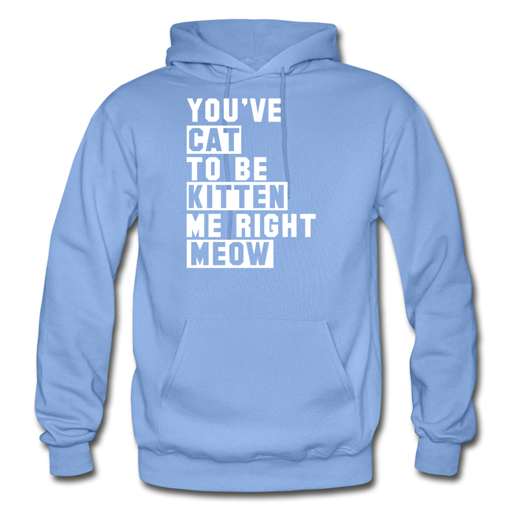 Cat, Kitten, Meow - White - Gildan Heavy Blend Adult Hoodie - carolina blue