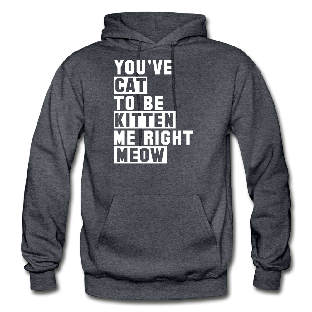 Cat, Kitten, Meow - White - Gildan Heavy Blend Adult Hoodie - charcoal gray