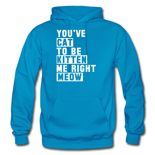 Cat, Kitten, Meow - White - Gildan Heavy Blend Adult Hoodie - turquoise