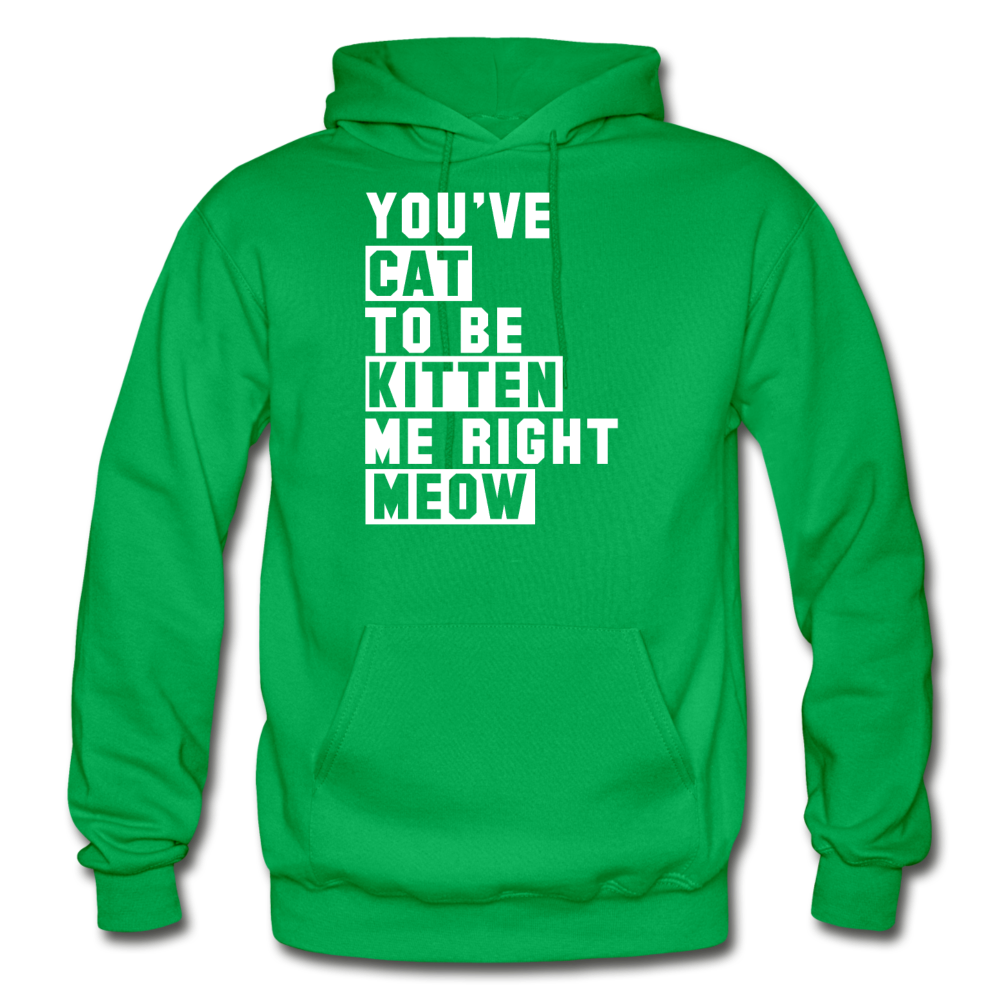 Cat, Kitten, Meow - White - Gildan Heavy Blend Adult Hoodie - kelly green