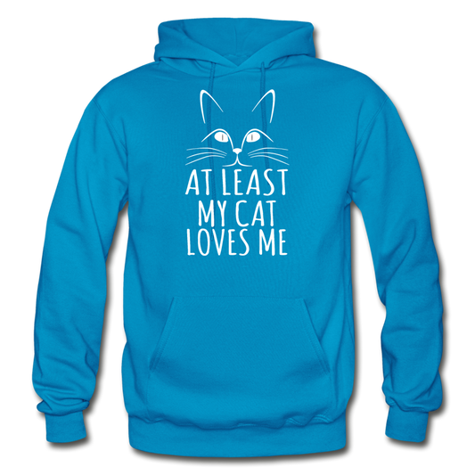 At Least My Cat Loves Me - Gildan Heavy Blend Adult Hoodie - turquoise