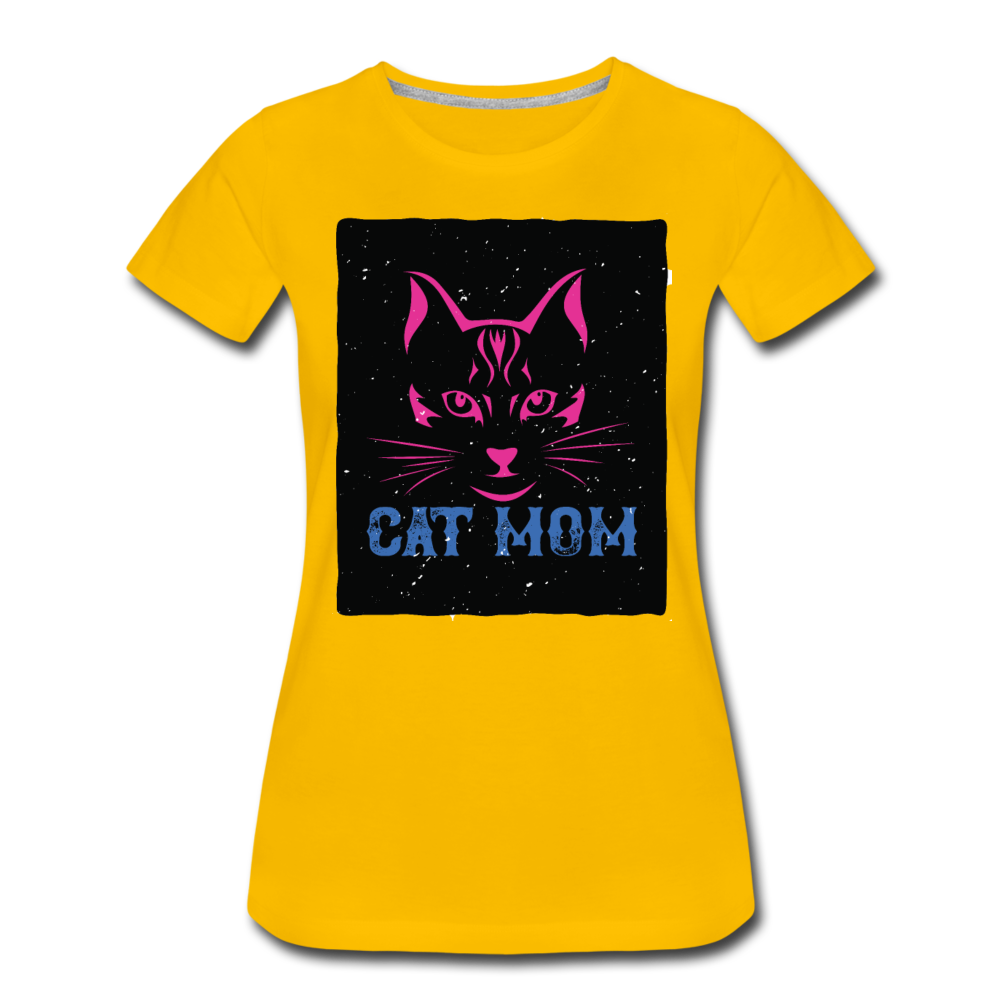 Cat Mom - Black - Women’s Premium T-Shirt - sun yellow