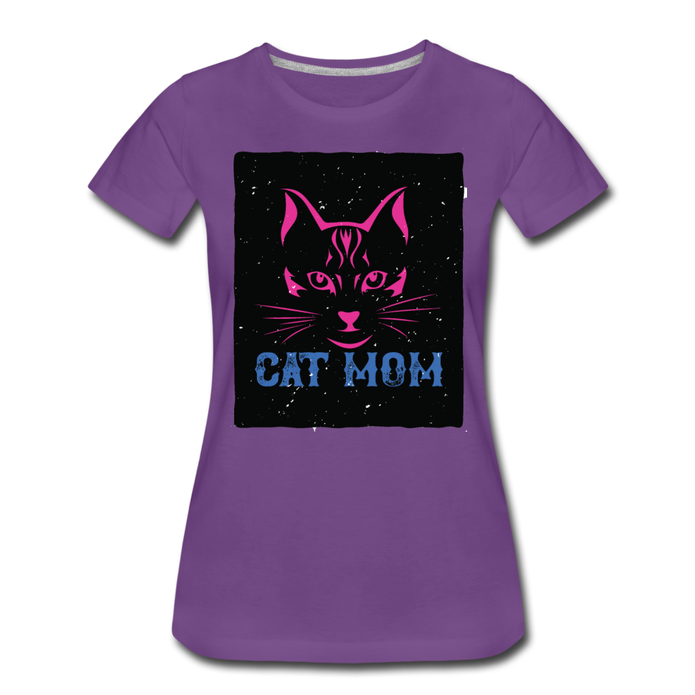 Cat Mom - Black - Women’s Premium T-Shirt - purple