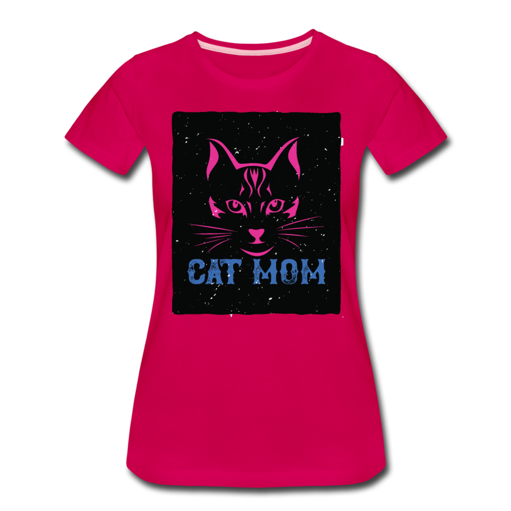 Cat Mom - Black - Women’s Premium T-Shirt - dark pink