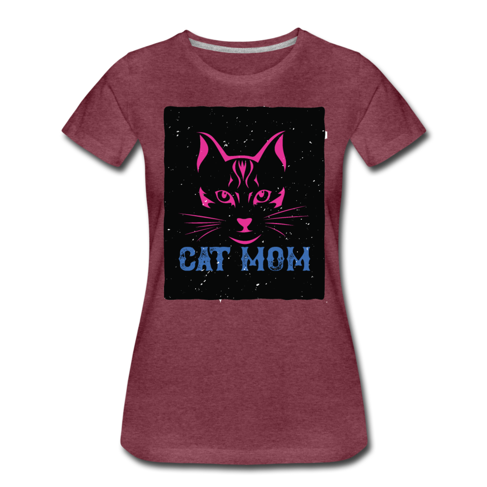 Cat Mom - Black - Women’s Premium T-Shirt - heather burgundy