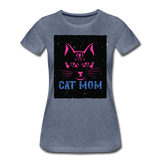 Cat Mom - Black - Women’s Premium T-Shirt - heather blue
