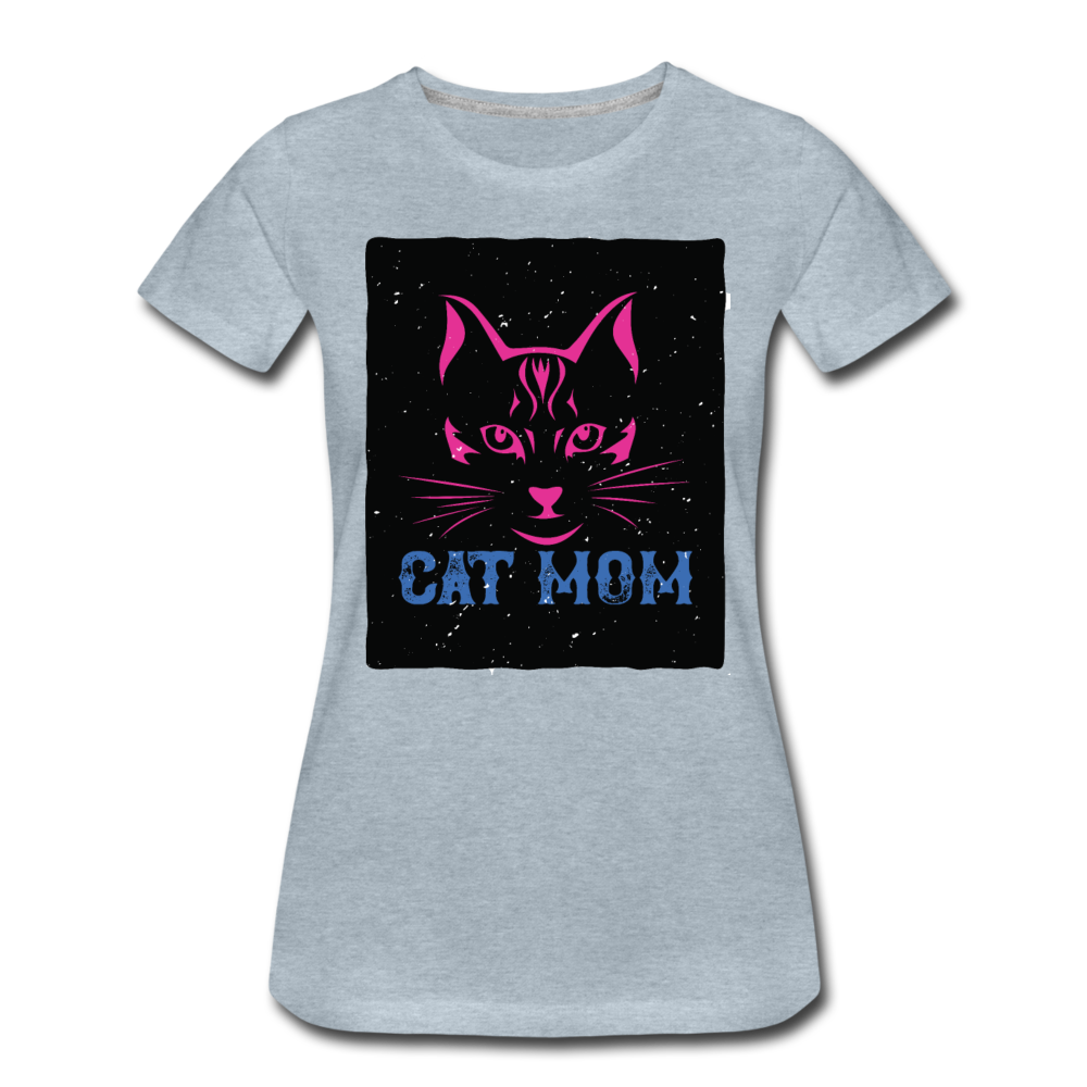 Cat Mom - Black - Women’s Premium T-Shirt - heather ice blue