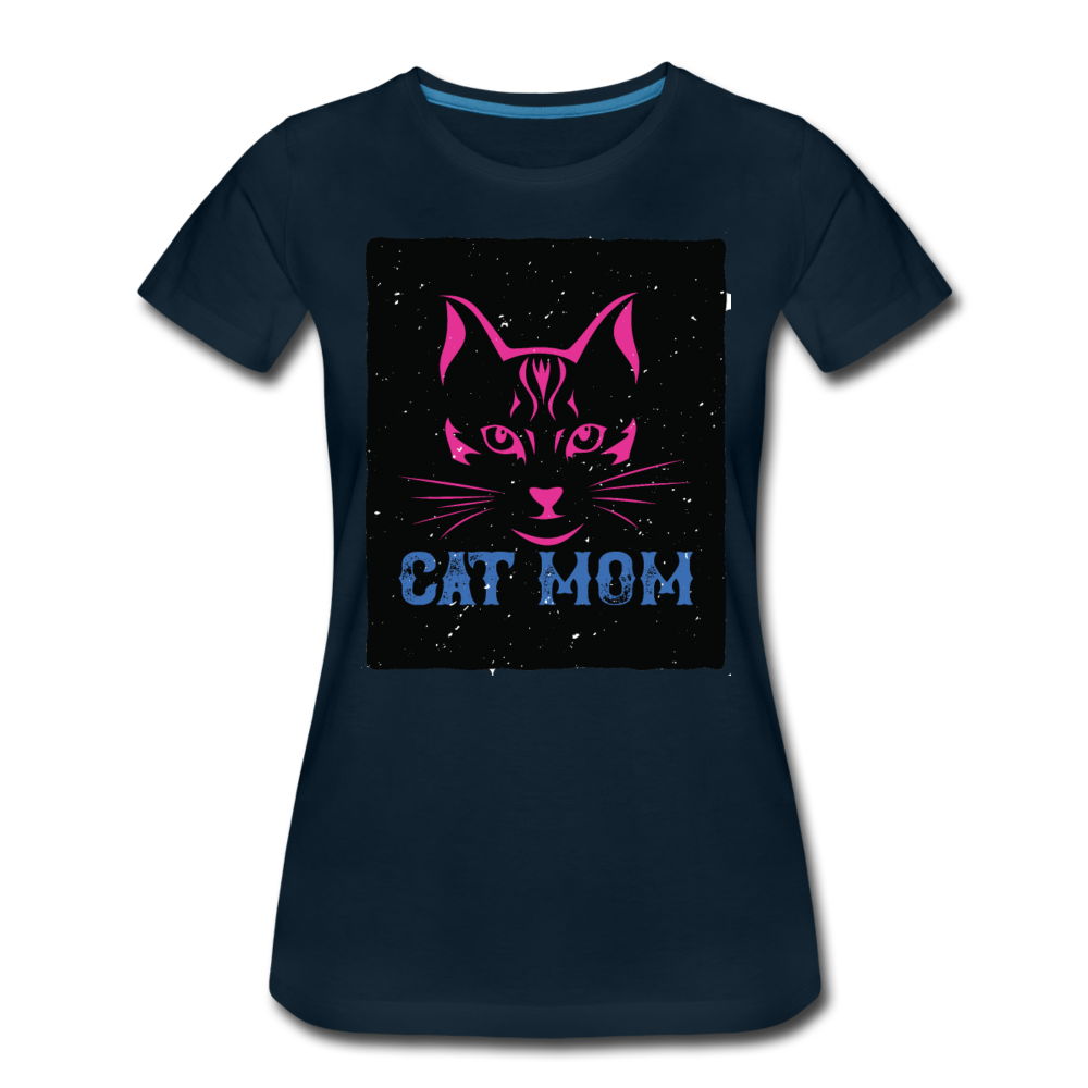 Cat Mom - Black - Women’s Premium T-Shirt - deep navy