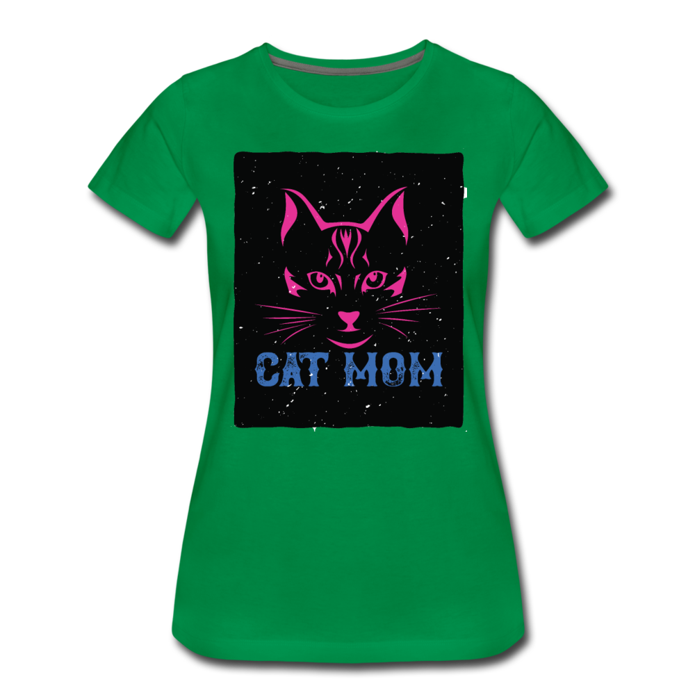 Cat Mom - Black - Women’s Premium T-Shirt - kelly green