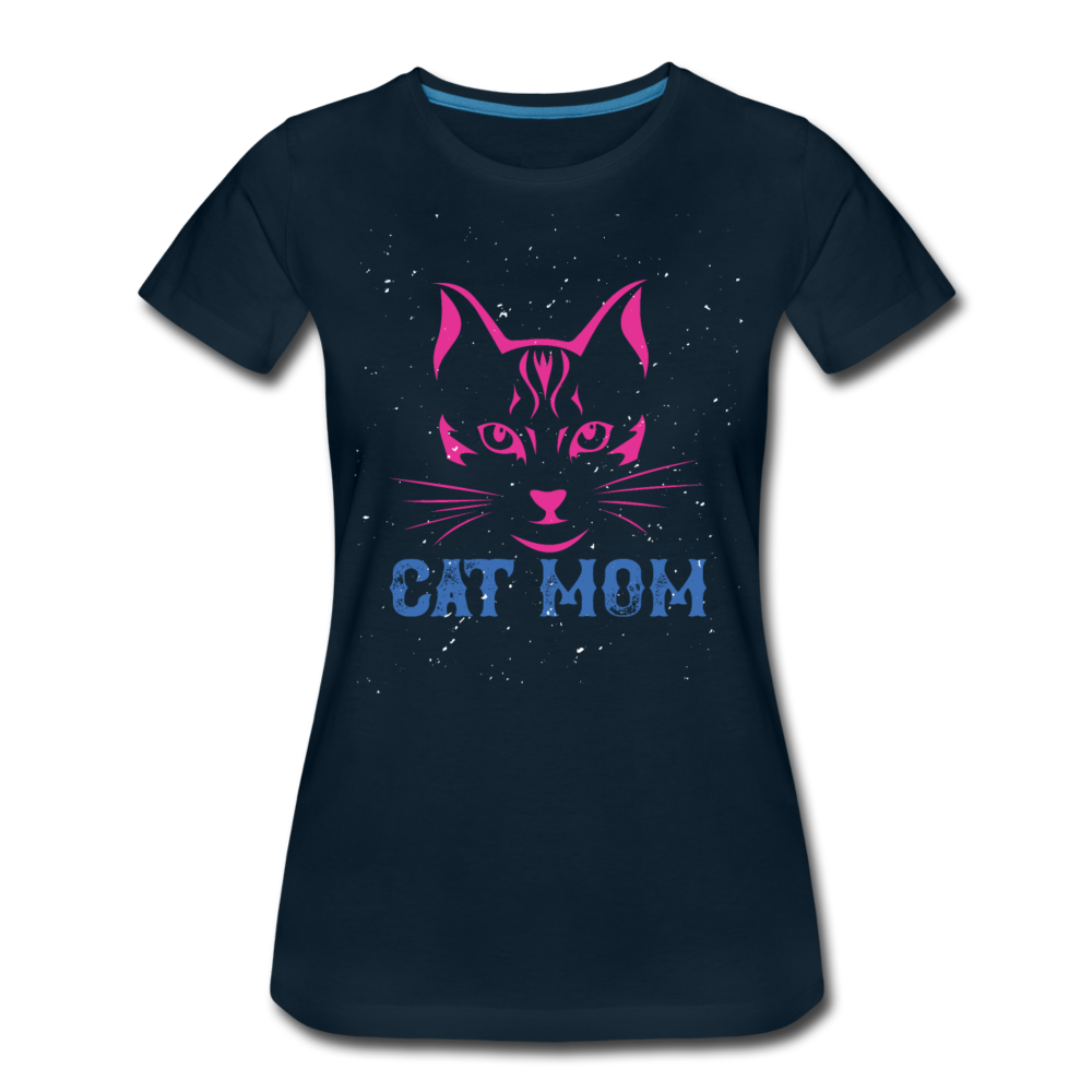 Cat Mom - Women’s Premium T-Shirt - deep navy