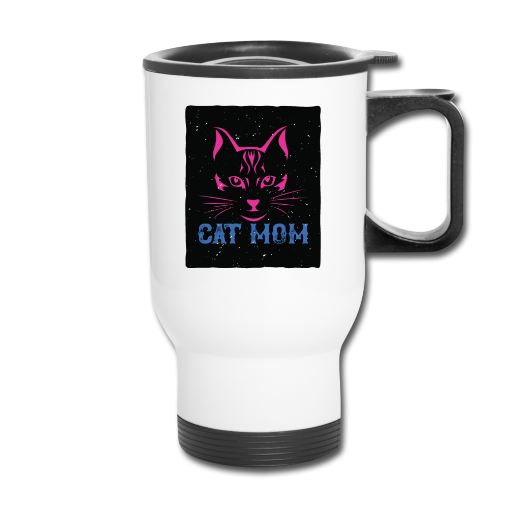 Cat Mom - Black - Travel Mug - white