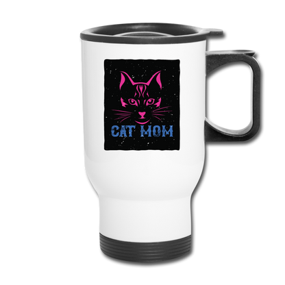 Cat Mom - Black - Travel Mug - white