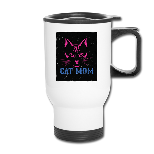 Cat Mom - Black - Travel Mug - white