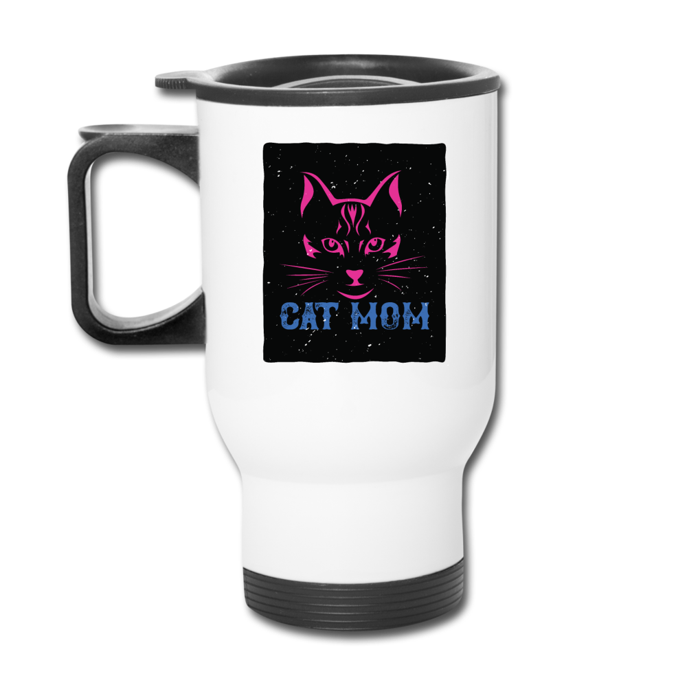 Cat Mom - Black - Travel Mug - white