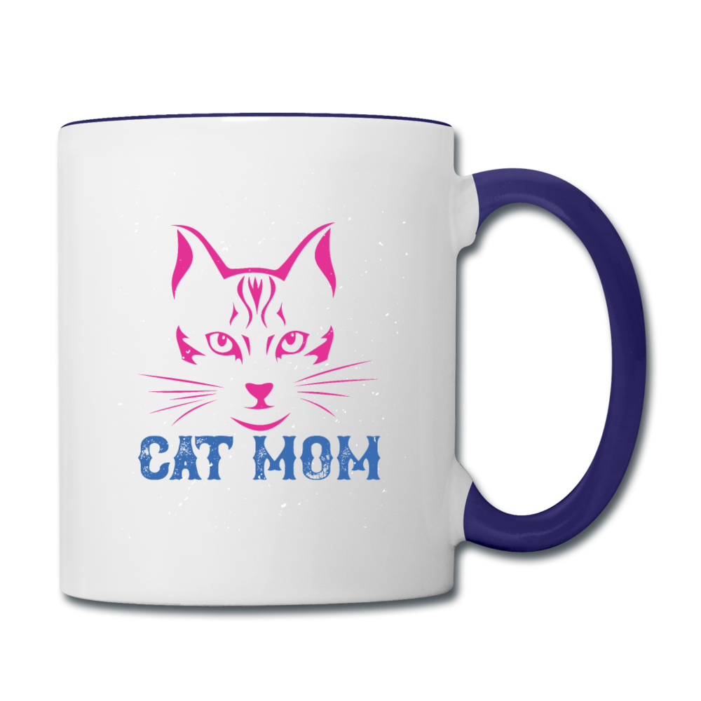 Cat Mom - Contrast Coffee Mug - white/cobalt blue