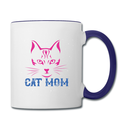 Cat Mom - Contrast Coffee Mug - white/cobalt blue